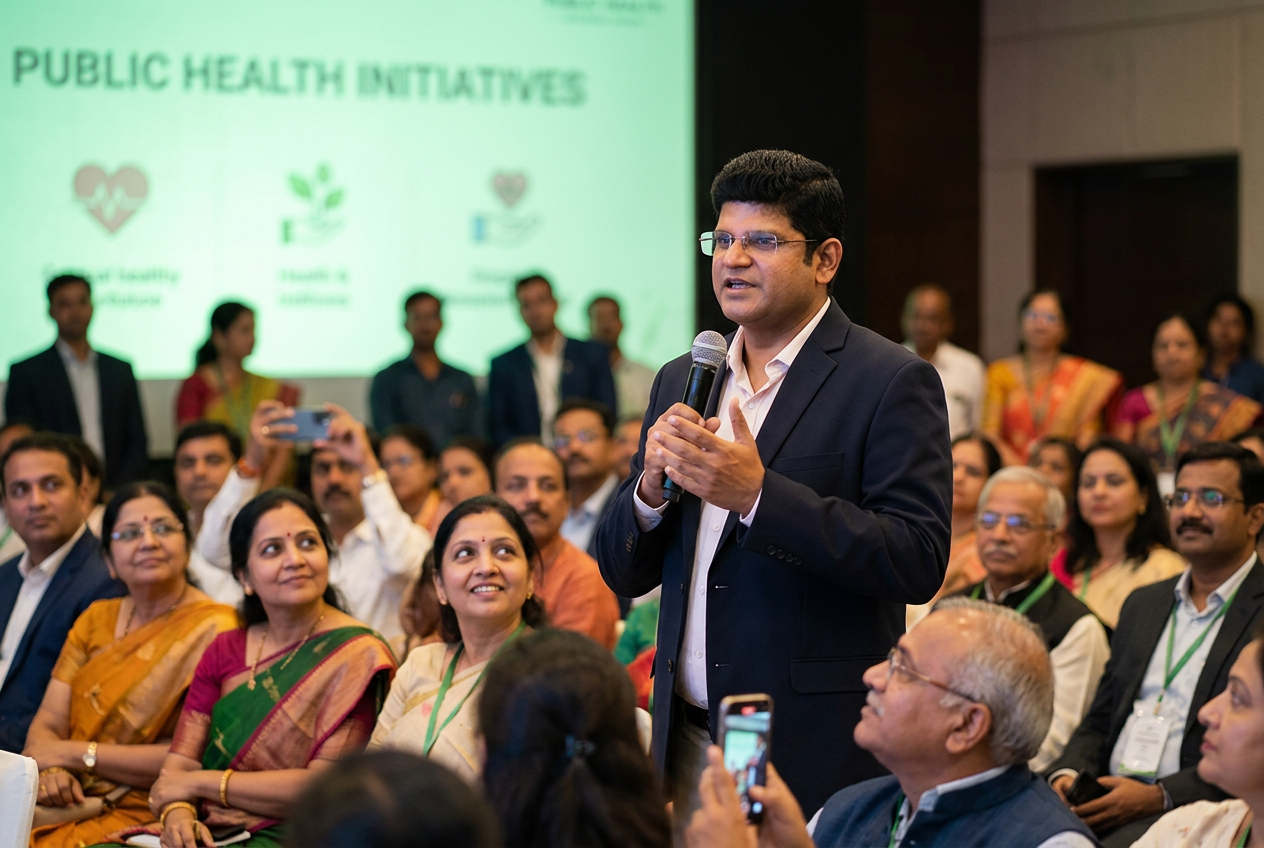 Dr. PM speaking at a public health event
